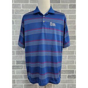 Nike Golf Polo Shirt Men's XL Blue Red‎ Striped Torres Blancas Golf Club Spain
